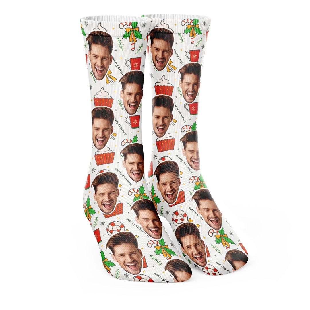 Персонализирани коледни чорапи - My Face On Sox