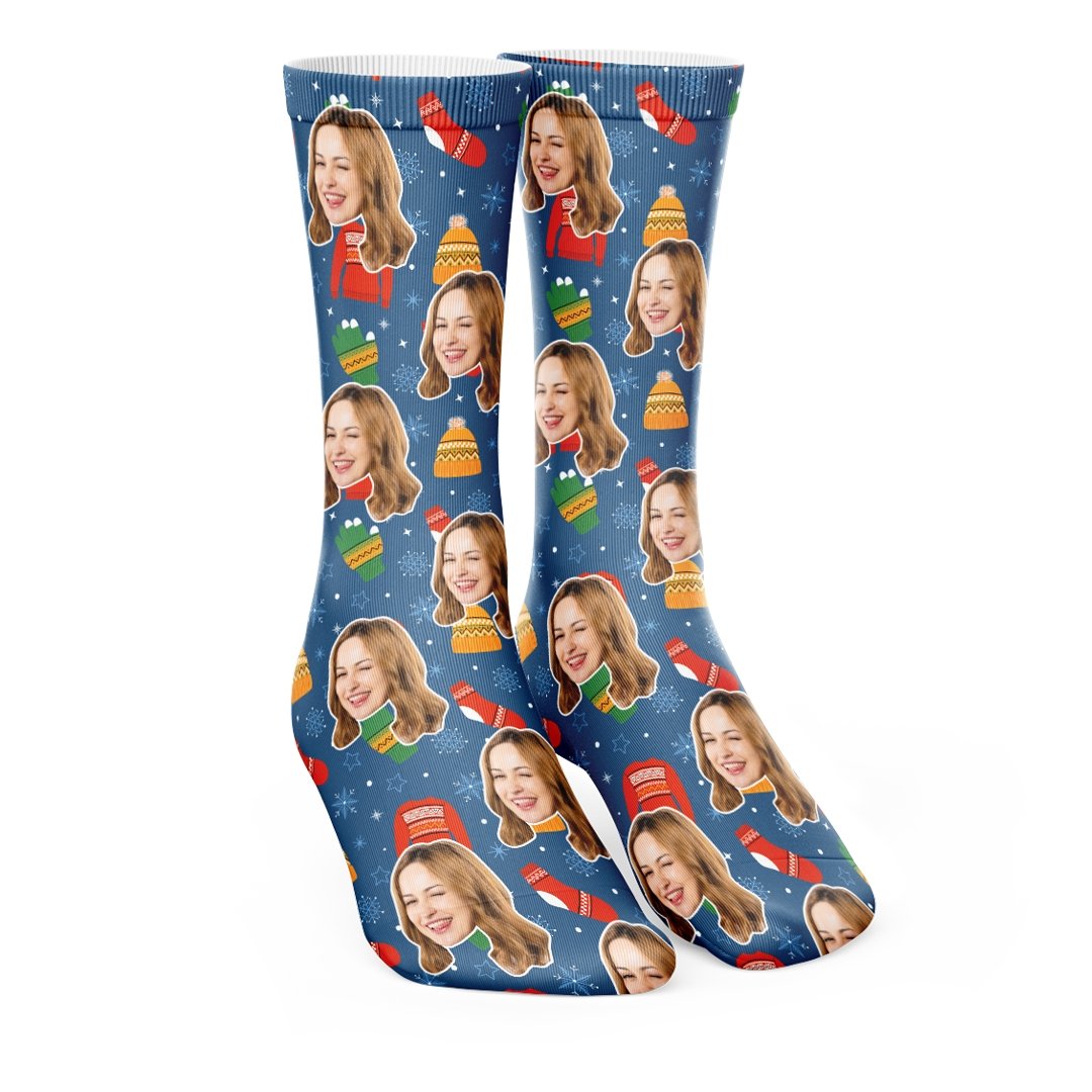 Персонализирани коледни чорапи - My Face On Sox